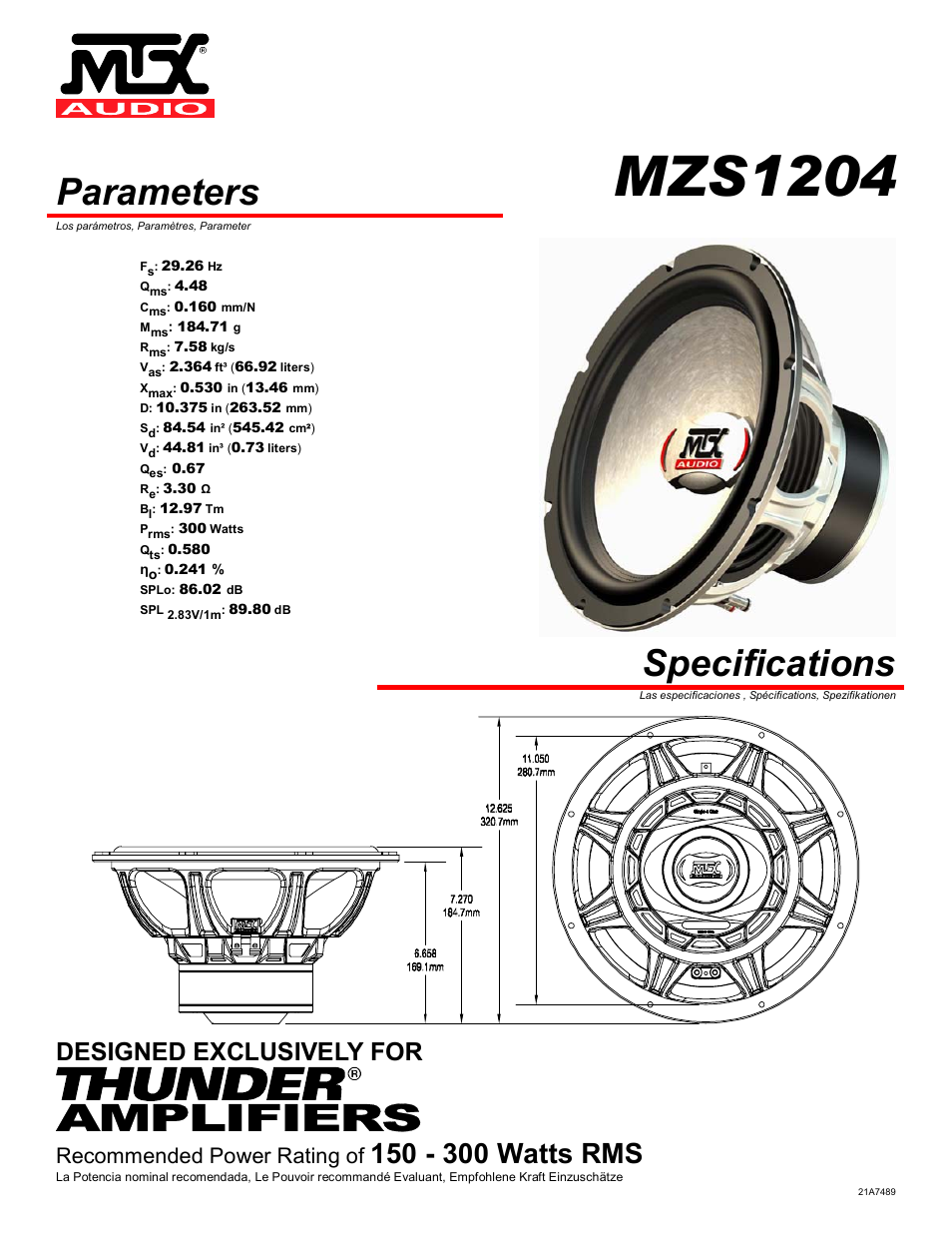 MTX Audio MTX MZS1204 User Manual | 4 pages