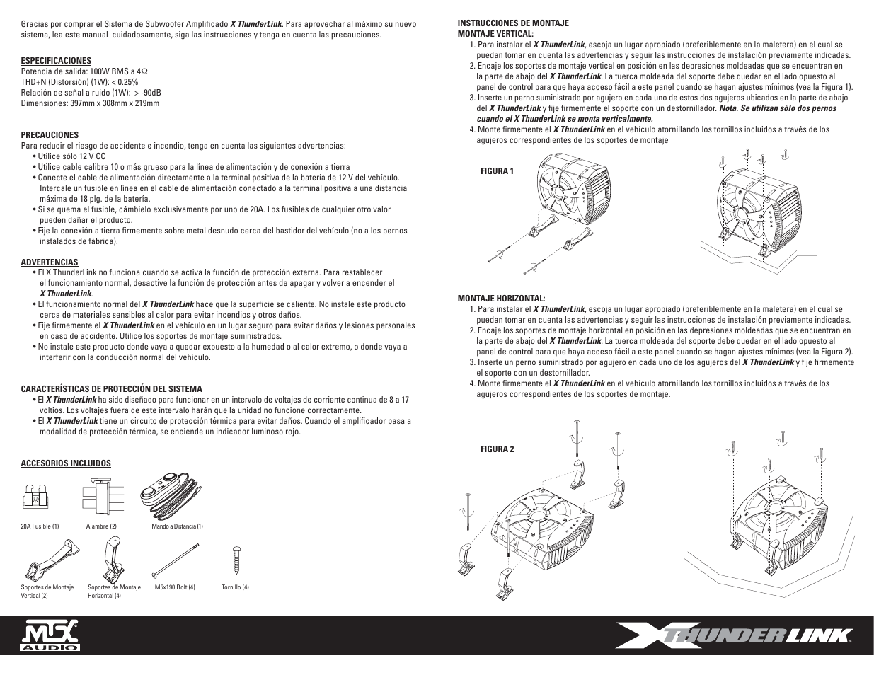MTX Audio ThunderLink XT110P User Manual | Page 4 / 9