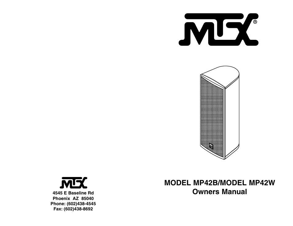 MTX Audio MP42B/ MP42W User Manual | 8 pages