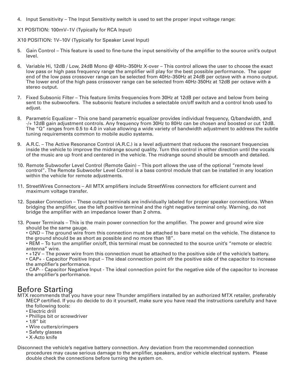 Before starting | MTX Audio TA8502 User Manual | Page 2 / 6