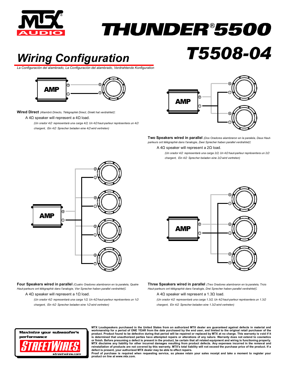 Wiring configuration | MTX Audio Thunder T5508-04 User Manual | Page 4 / 4