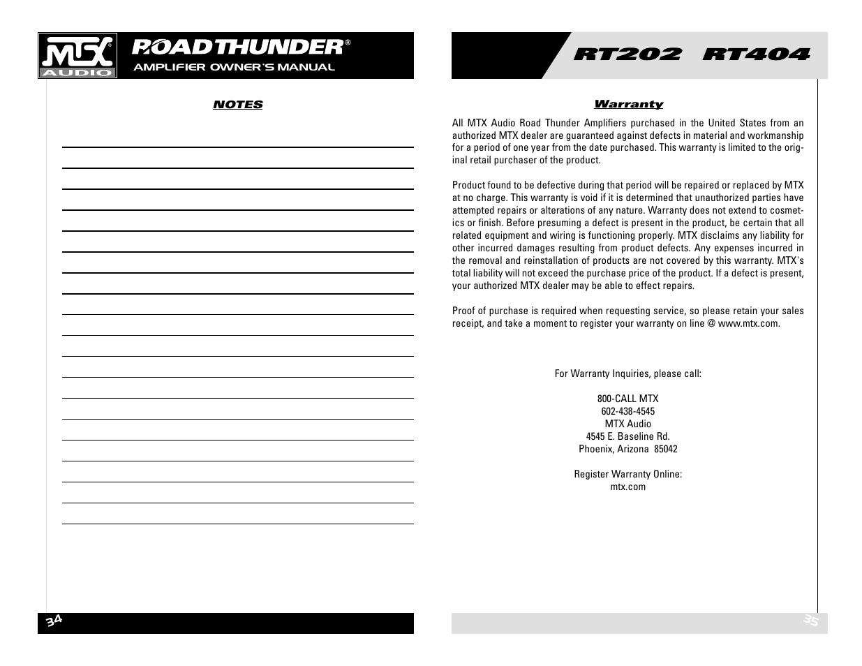 MTX Audio RT202 RT404 User Manual | Page 18 / 19