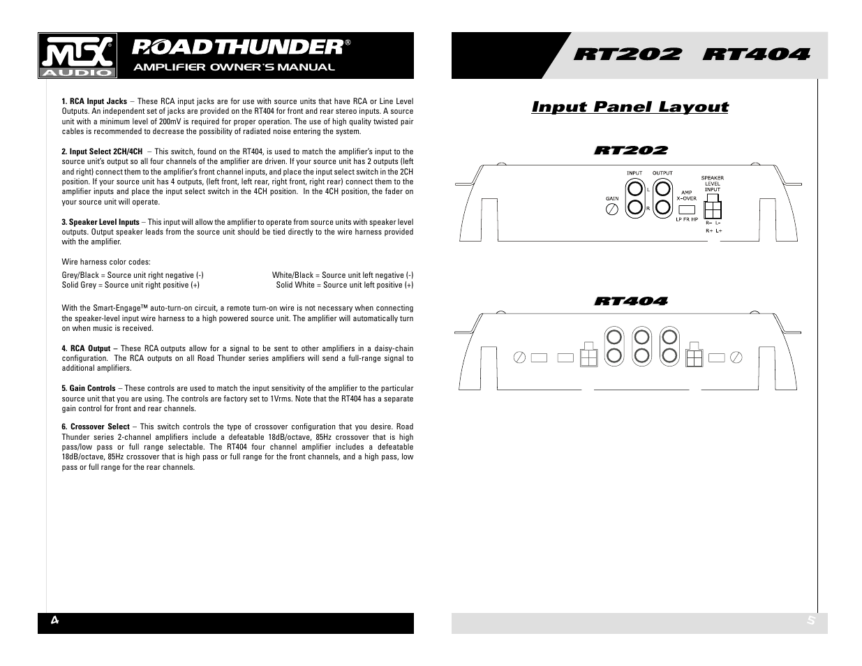 Input panel layout | MTX Audio RT202 RT404 User Manual | Page 3 / 19
