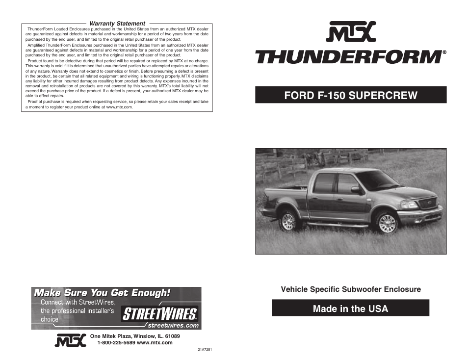 MTX Audio F-150 SUPERCREW User Manual | 4 pages