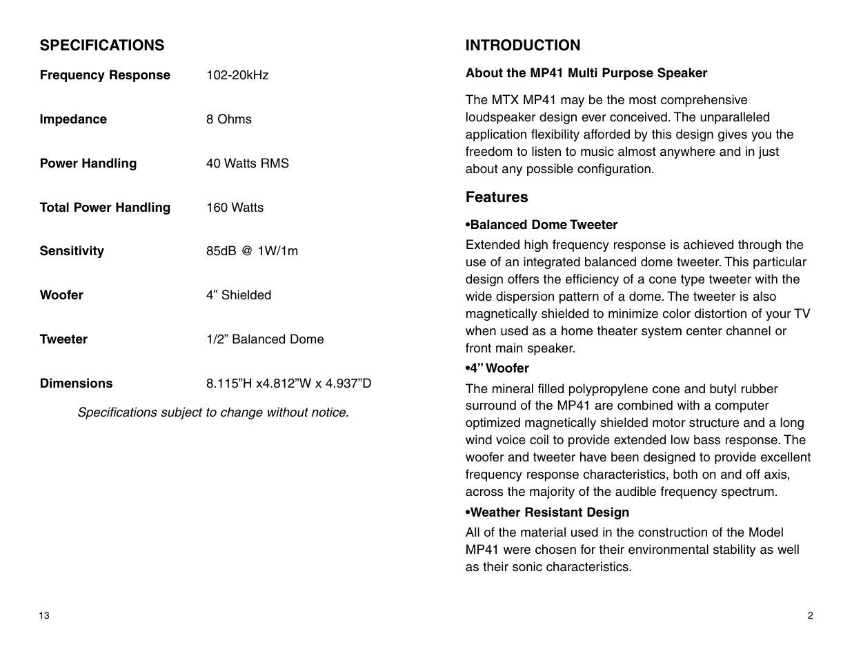 MTX Audio MP41B User Manual | Page 3 / 8
