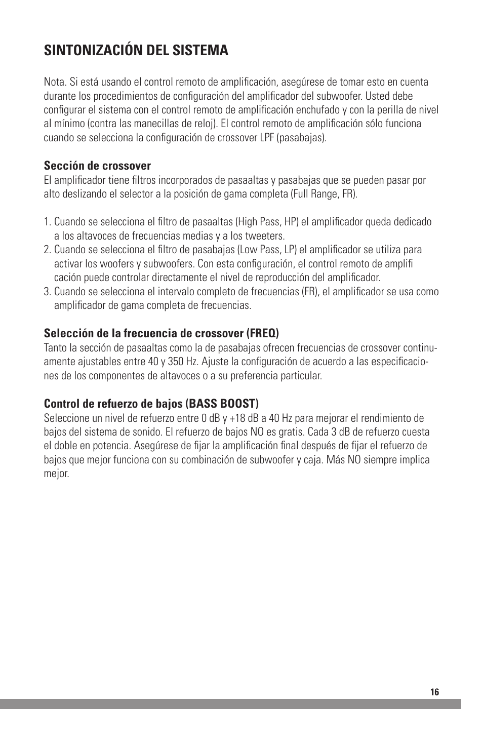 Sintonización del sistema | MTX Audio MXA4002 User Manual | Page 17 / 32