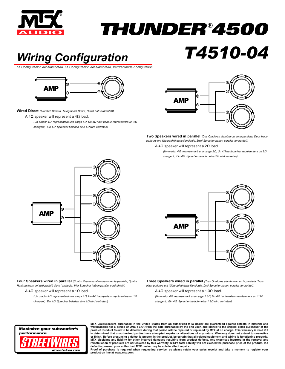 Wiring configuration | MTX Audio MTX Thunder 4500 T4510-04 User Manual | Page 4 / 4