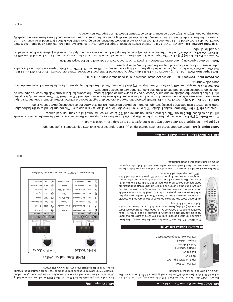 Rj4 5e thernet vs, Rj- 45 soc ket soc ket | MTX Audio ABUS-HUB4X8 User Manual | Page 3 / 4