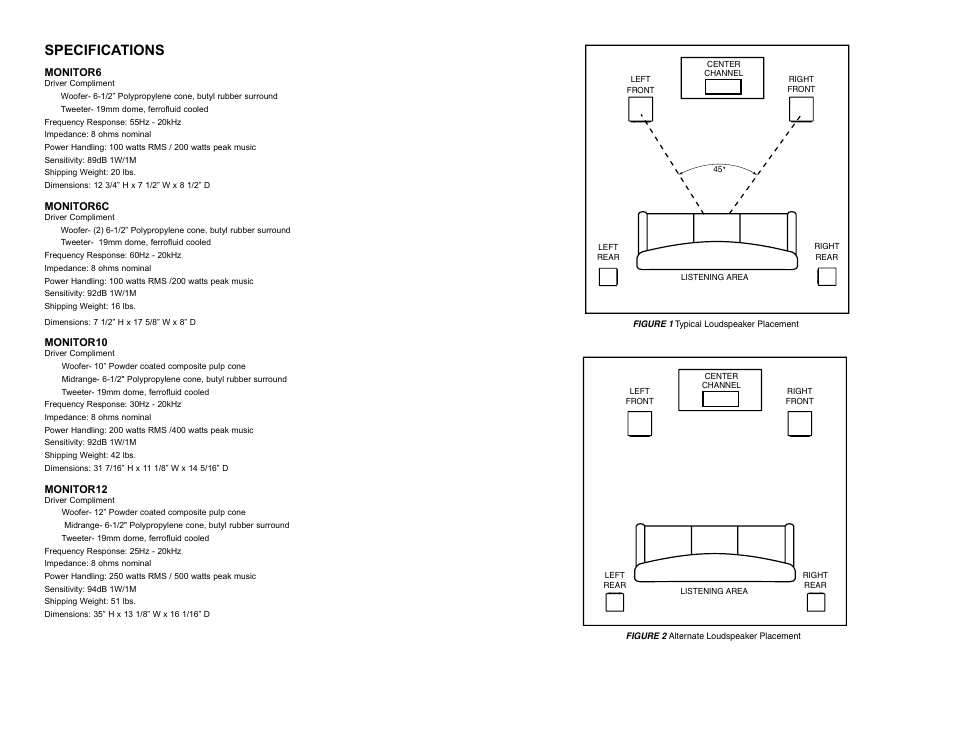 Specifications | MTX Audio MONITOR6 User Manual | Page 3 / 4