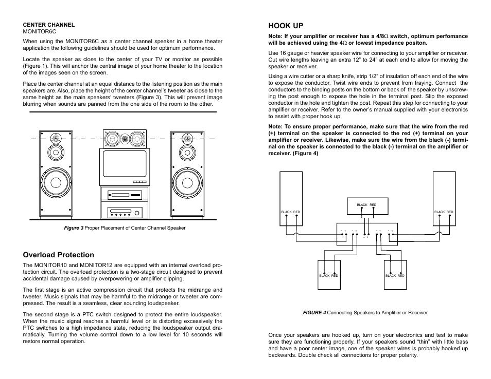 Overload protection, Hook up | MTX Audio MONITOR6 User Manual | Page 4 / 4