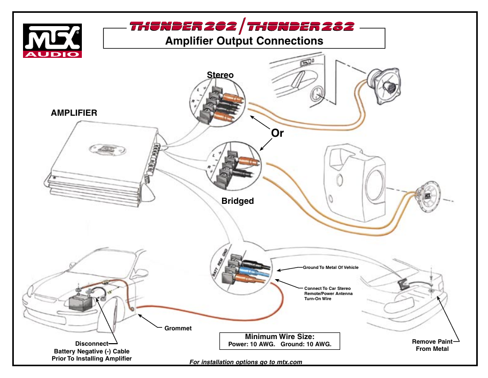 Amplifier output connections | MTX Audio 232 User Manual | Page 2 / 2