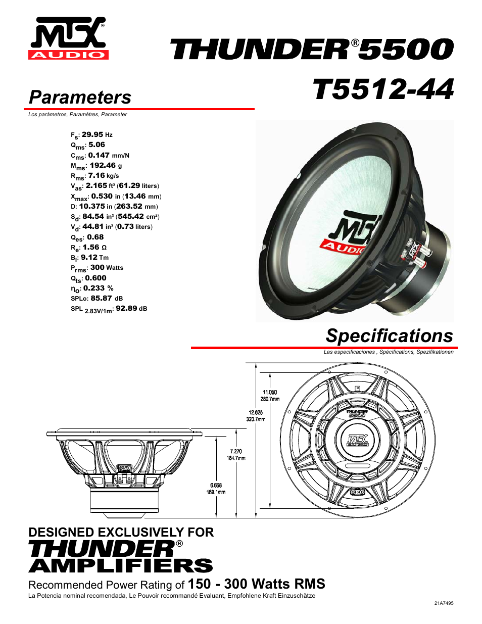 MTX Audio T5512-44 User Manual | 4 pages