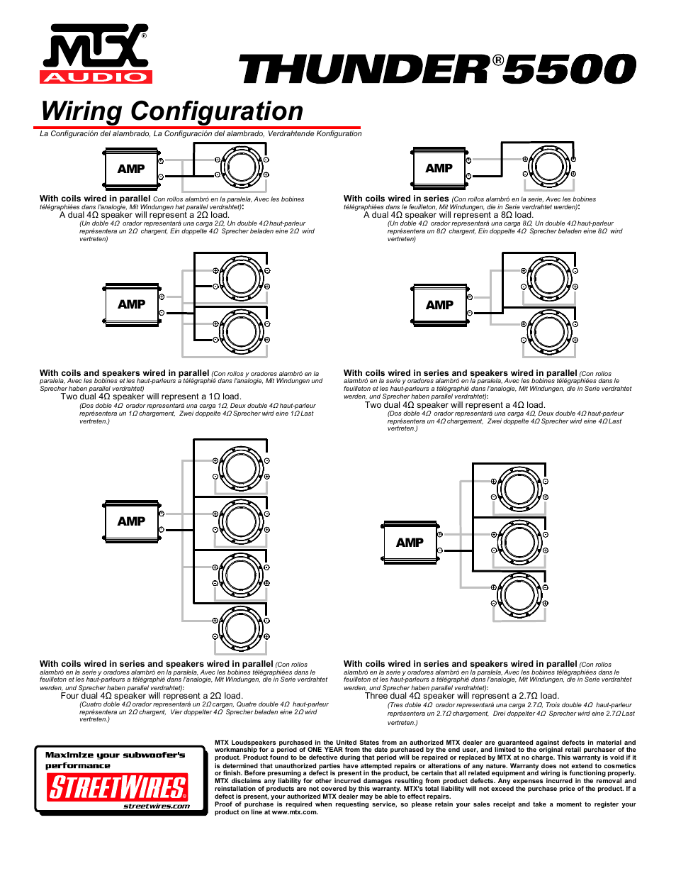 Wiring configuration | MTX Audio T5512-44 User Manual | Page 4 / 4