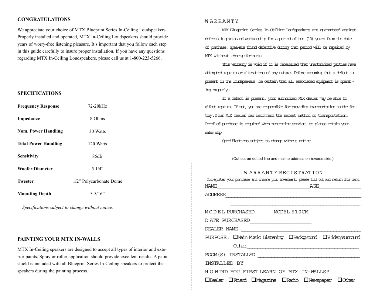 MTX Audio 510CM User Manual | Page 2 / 4
