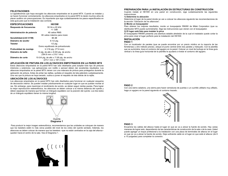 MTX Audio H615W User Manual | Page 8 / 8