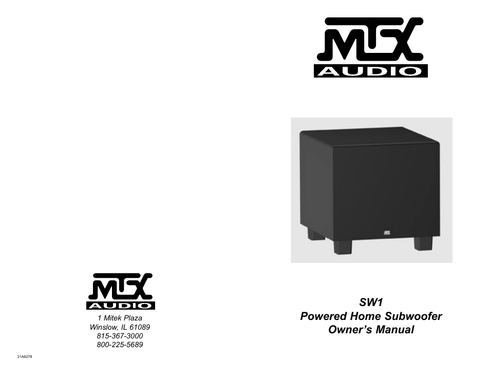 MTX Audio SW1 User Manual | 10 pages