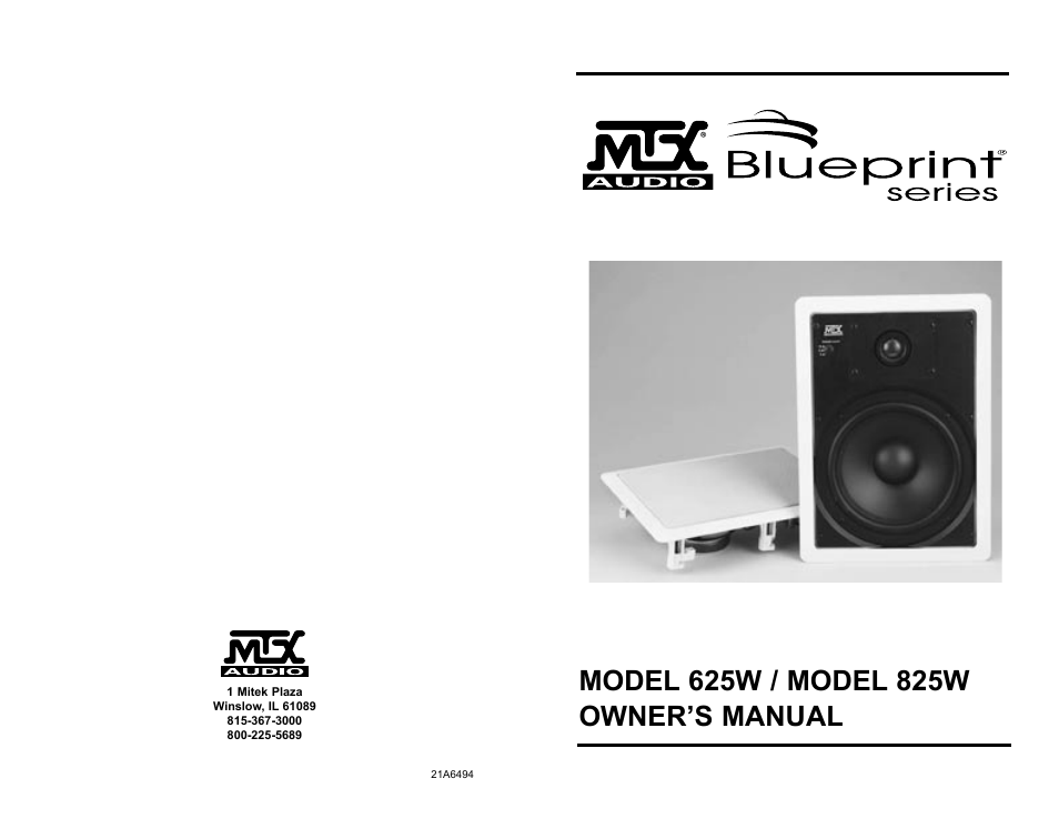 MTX Audio 825W1 User Manual | 4 pages