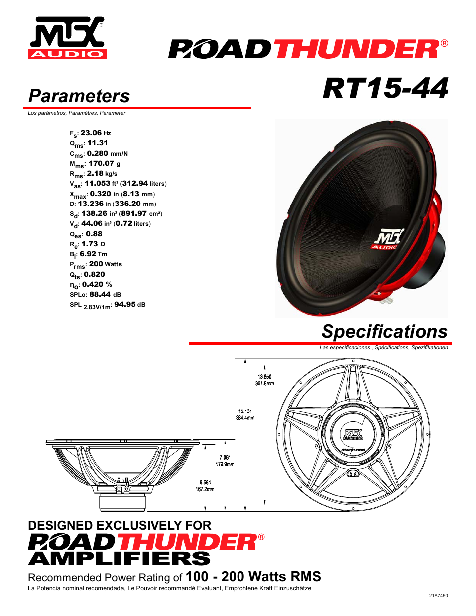 MTX Audio Road Thunder RT15-44 User Manual | 4 pages