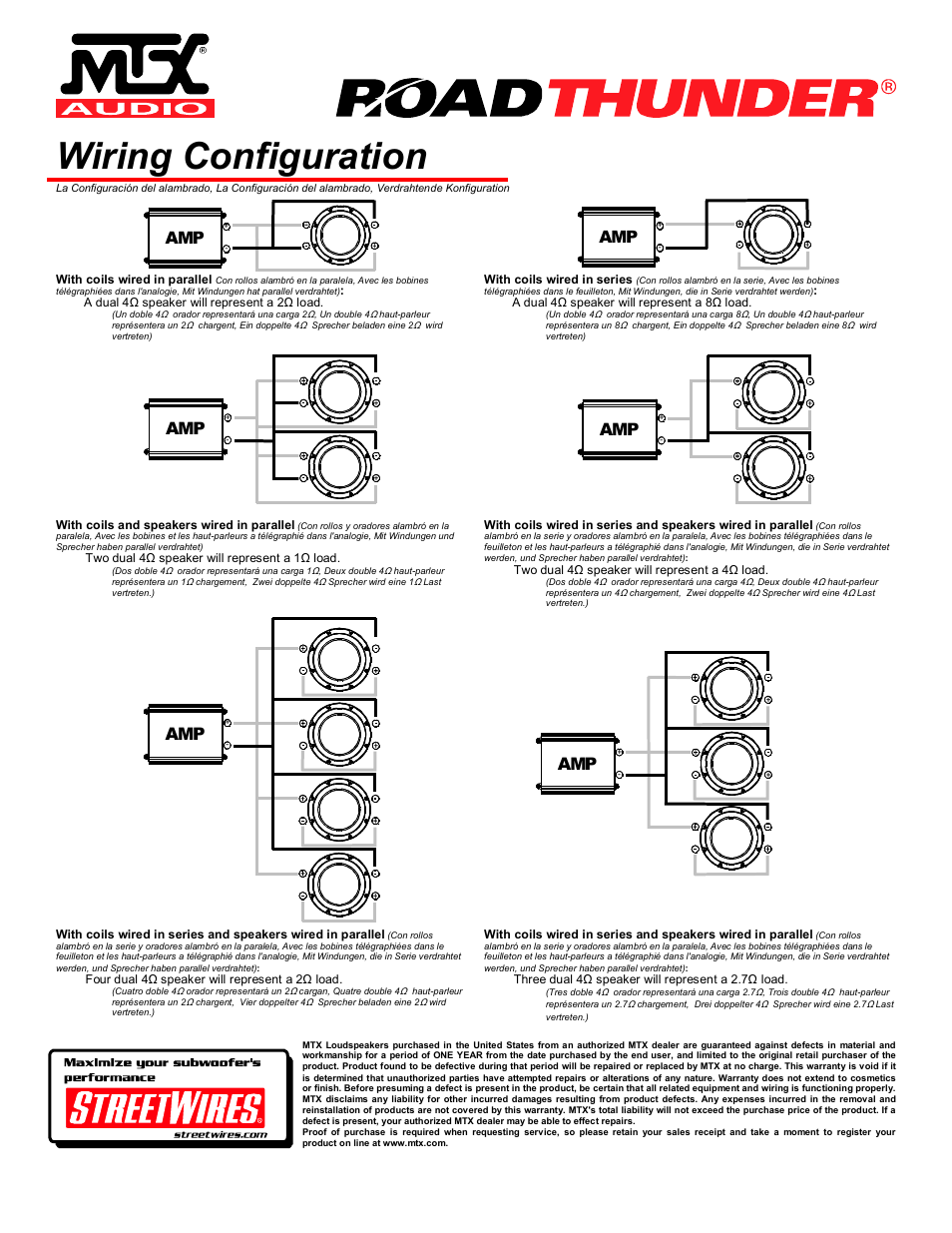 Wiring configuration | MTX Audio Road Thunder RT15-44 User Manual | Page 4 / 4