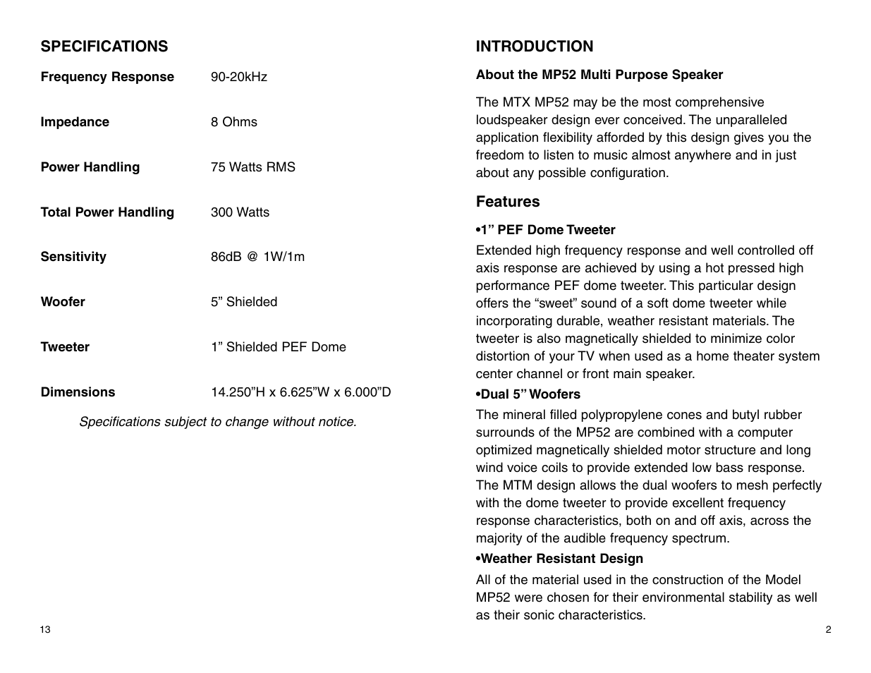 MTX Audio MP52B User Manual | Page 3 / 8