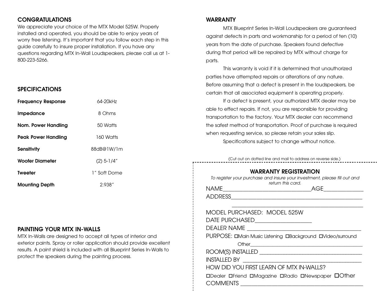 MTX Audio 525W User Manual | Page 2 / 4