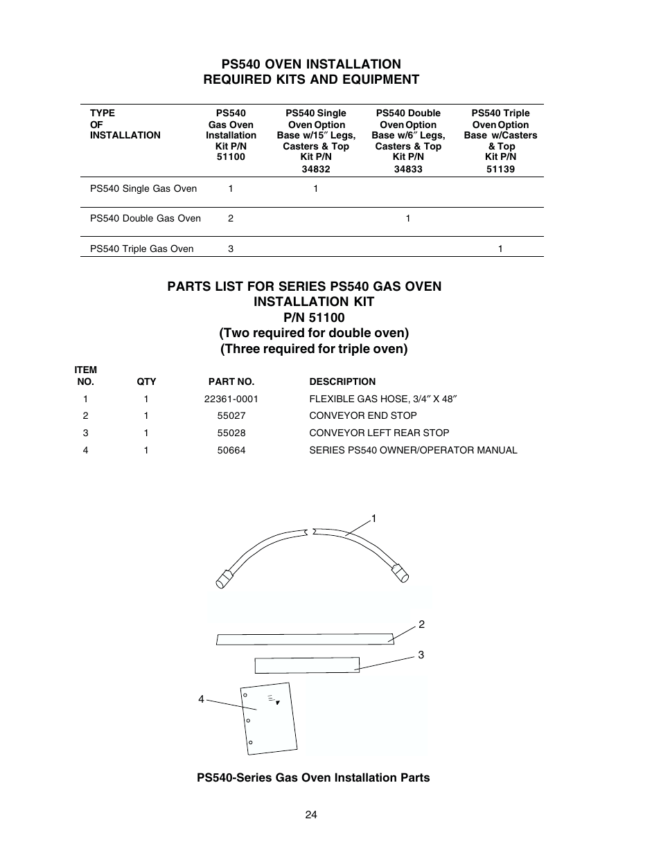 Ps540g oven installation kit | Middleby Cooking Systems Group Gas Fired PS540G User Manual | Page 24 / 40