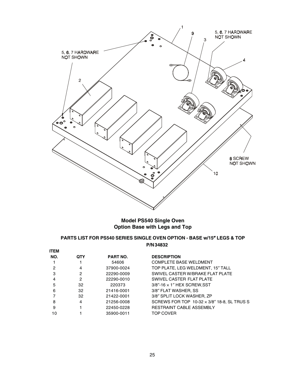 Ps540g single oven option base kit | Middleby Cooking Systems Group Gas Fired PS540G User Manual | Page 25 / 40