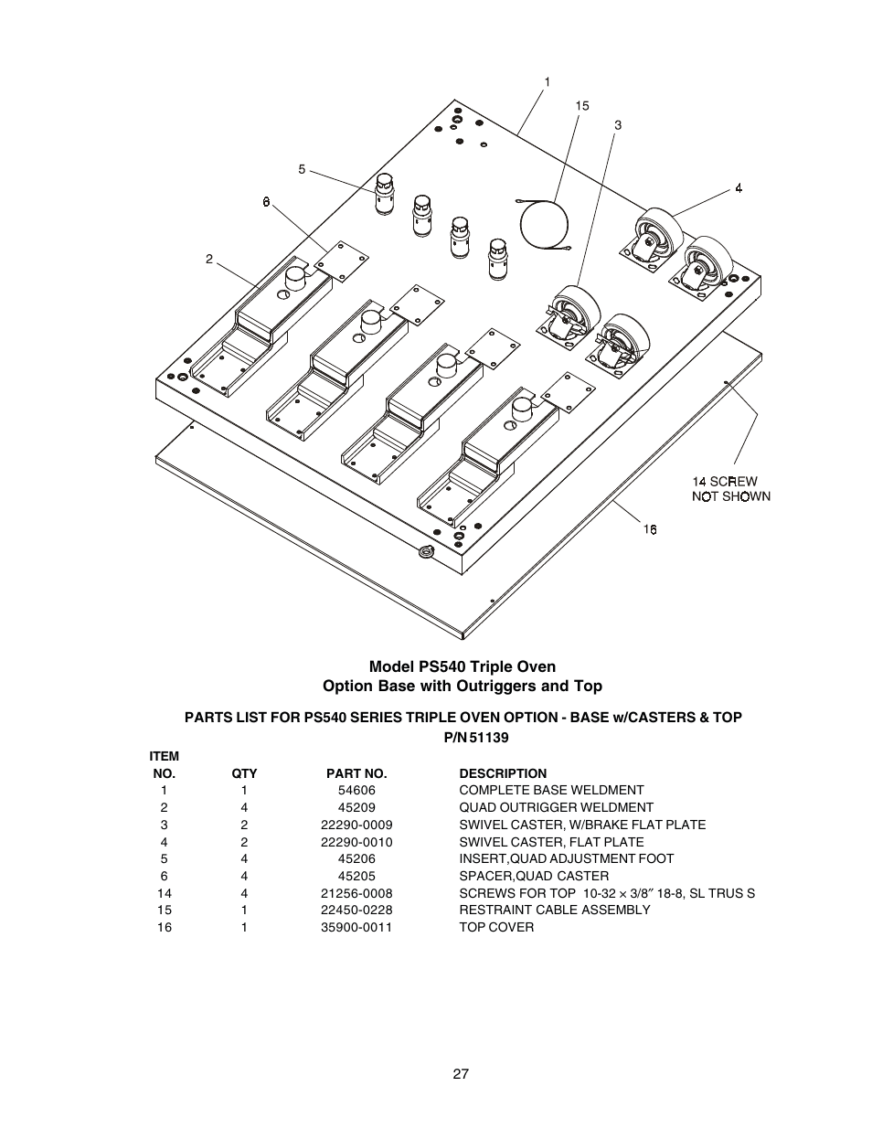 Ps540g triple oven option base kit (outriggers) | Middleby Cooking Systems Group Gas Fired PS540G User Manual | Page 27 / 40