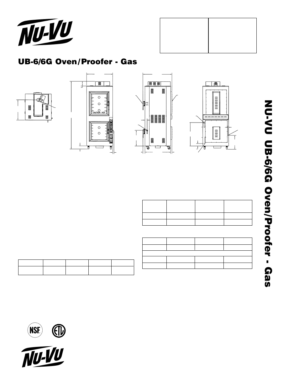 Ub-6/6g oven /pr oofer - gas, Ub-6/6g oven / proofer - gas, Nu-vu | Food service systems, Approval / stamp | Middleby Cooking Systems Group UB 6/6G User Manual | Page 2 / 2