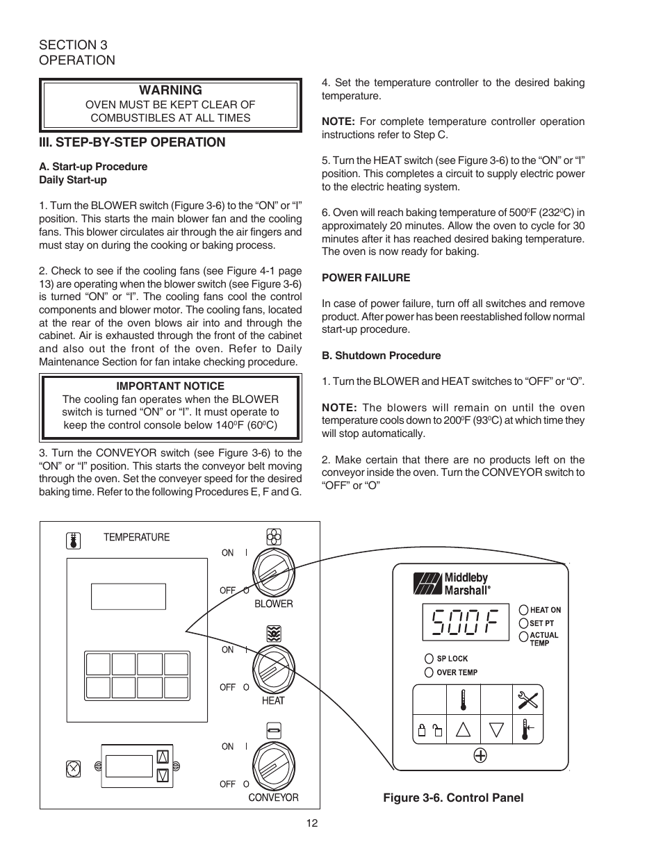 Iii. step-by-step operation | Middleby Cooking Systems Group PS520E User Manual | Page 16 / 40