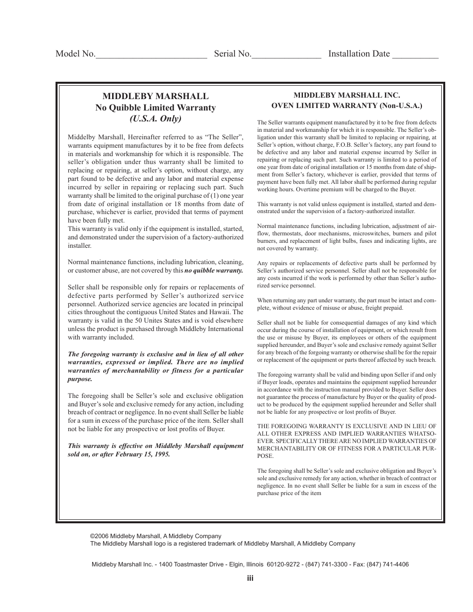 Middleby Cooking Systems Group PS520E User Manual | Page 3 / 40
