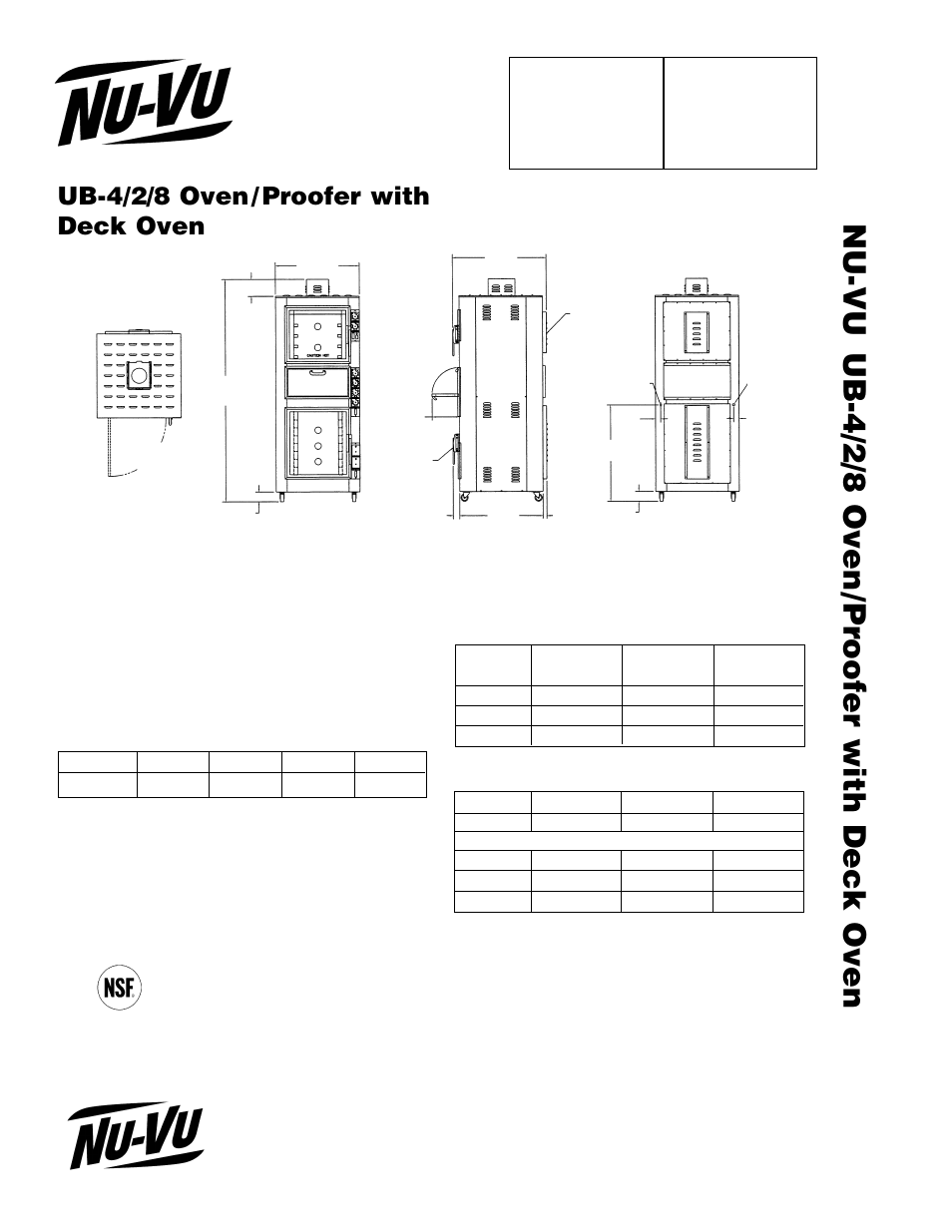Ub-4/2/8 oven /p roofer with deck oven, Ub-4/2/8 oven / proofer with deck oven, Nu-vu | Food service systems, Approval / stamp | Middleby Cooking Systems Group UB-4/2/8 User Manual | Page 2 / 2