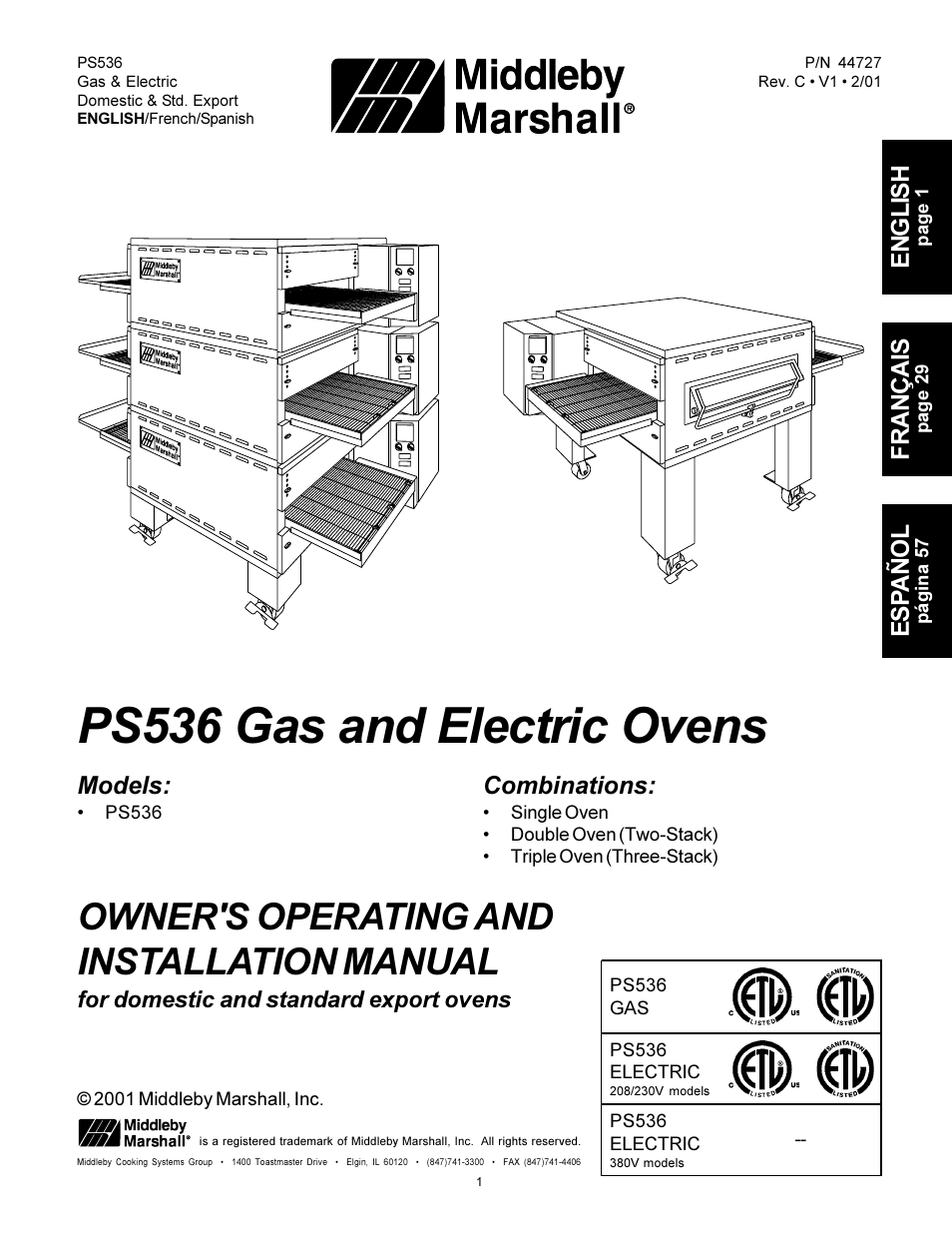 Middleby Cooking Systems Group PS536 User Manual | 28 pages