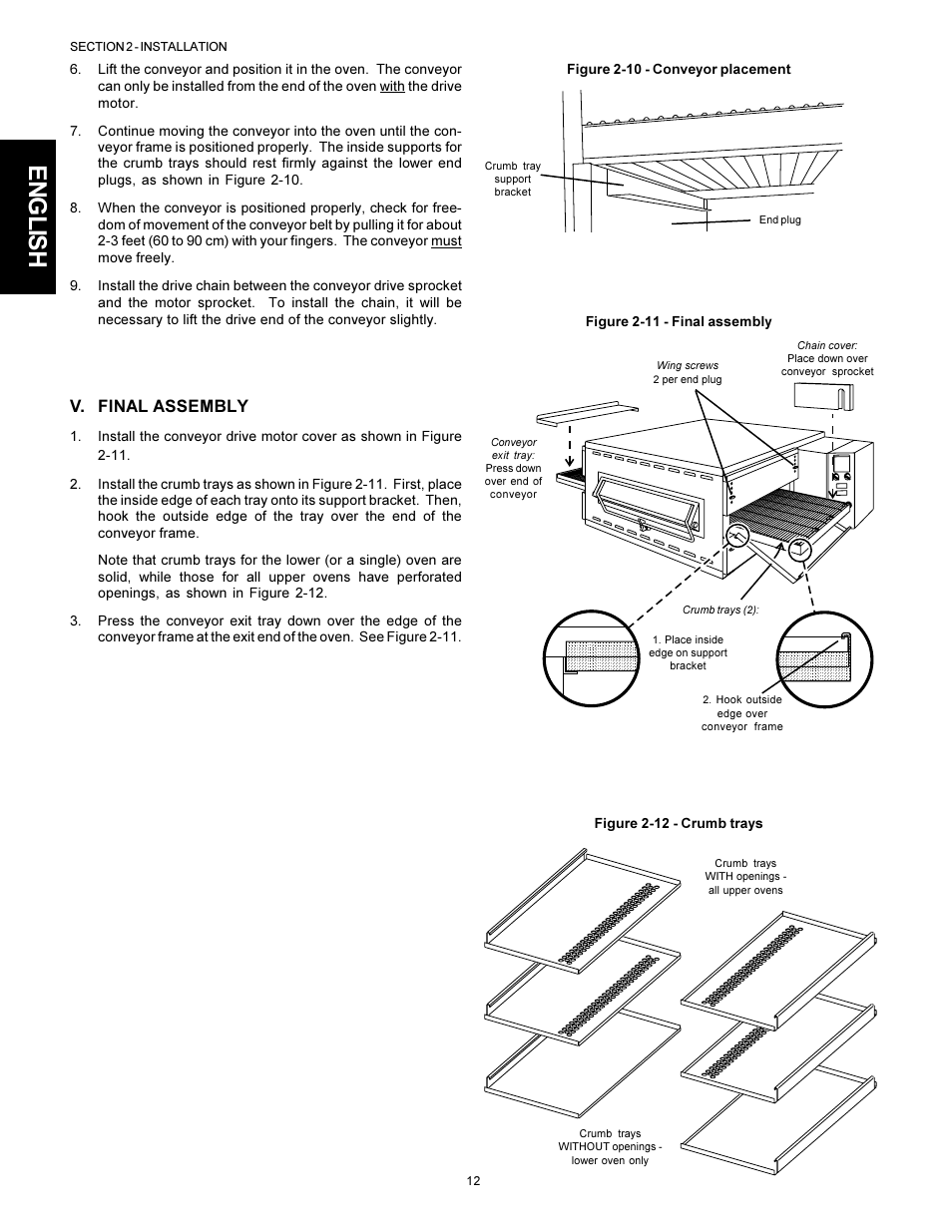 English, V. final assembly | Middleby Cooking Systems Group PS536 User Manual | Page 12 / 28