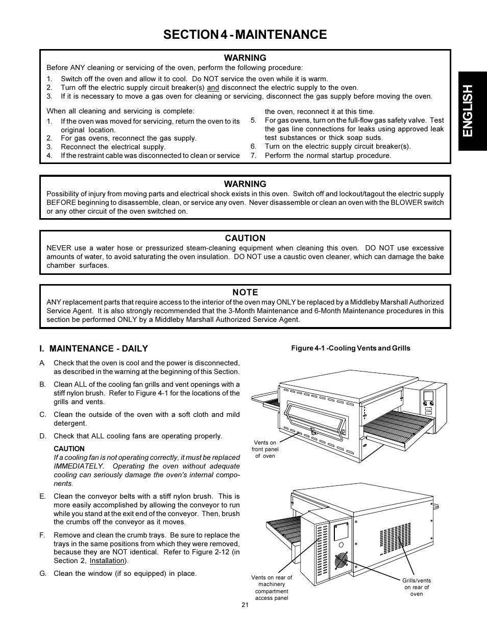 English | Middleby Cooking Systems Group PS536 User Manual | Page 21 / 28