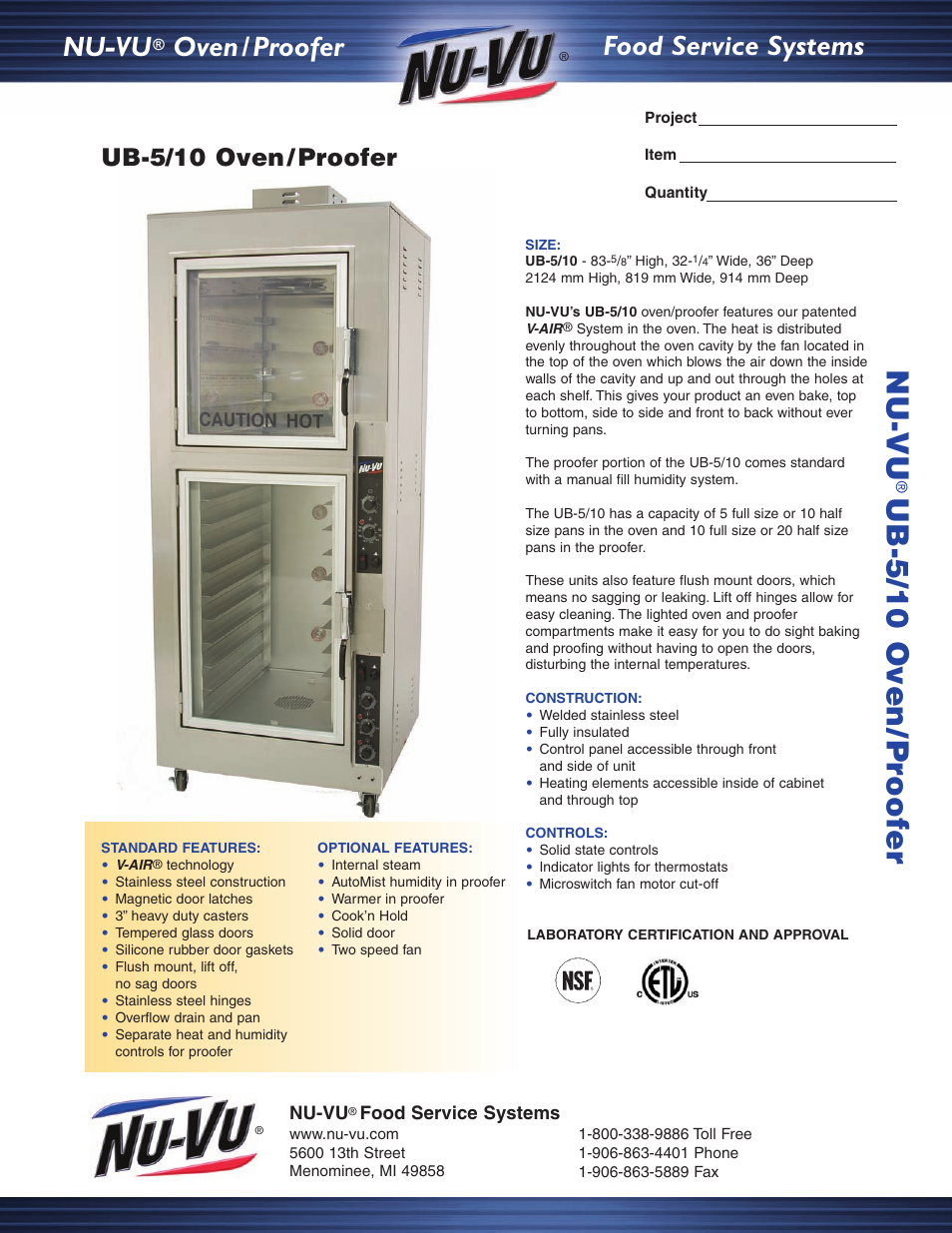 Middleby Cooking Systems Group UB 5/10 User Manual | 2 pages