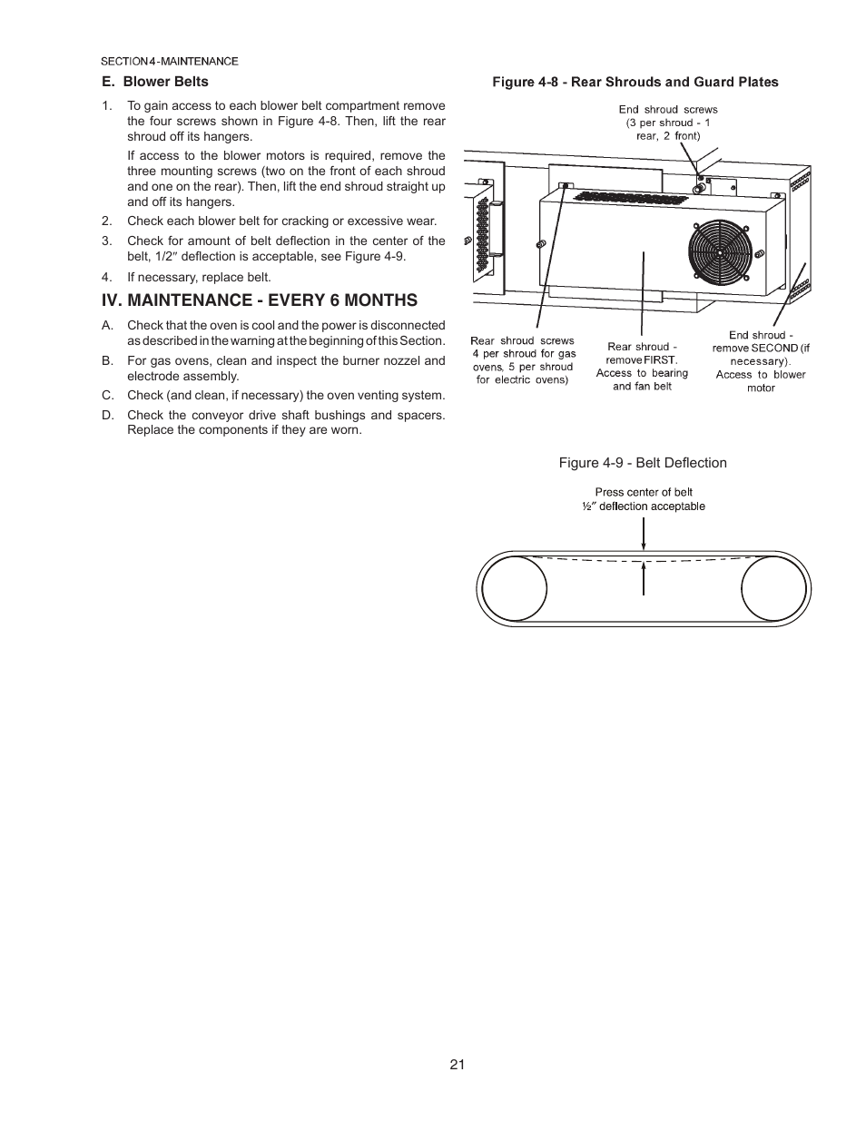 Iv. maintenance - every 6 months | Middleby Cooking Systems Group Gas Oven PS770 User Manual | Page 21 / 24