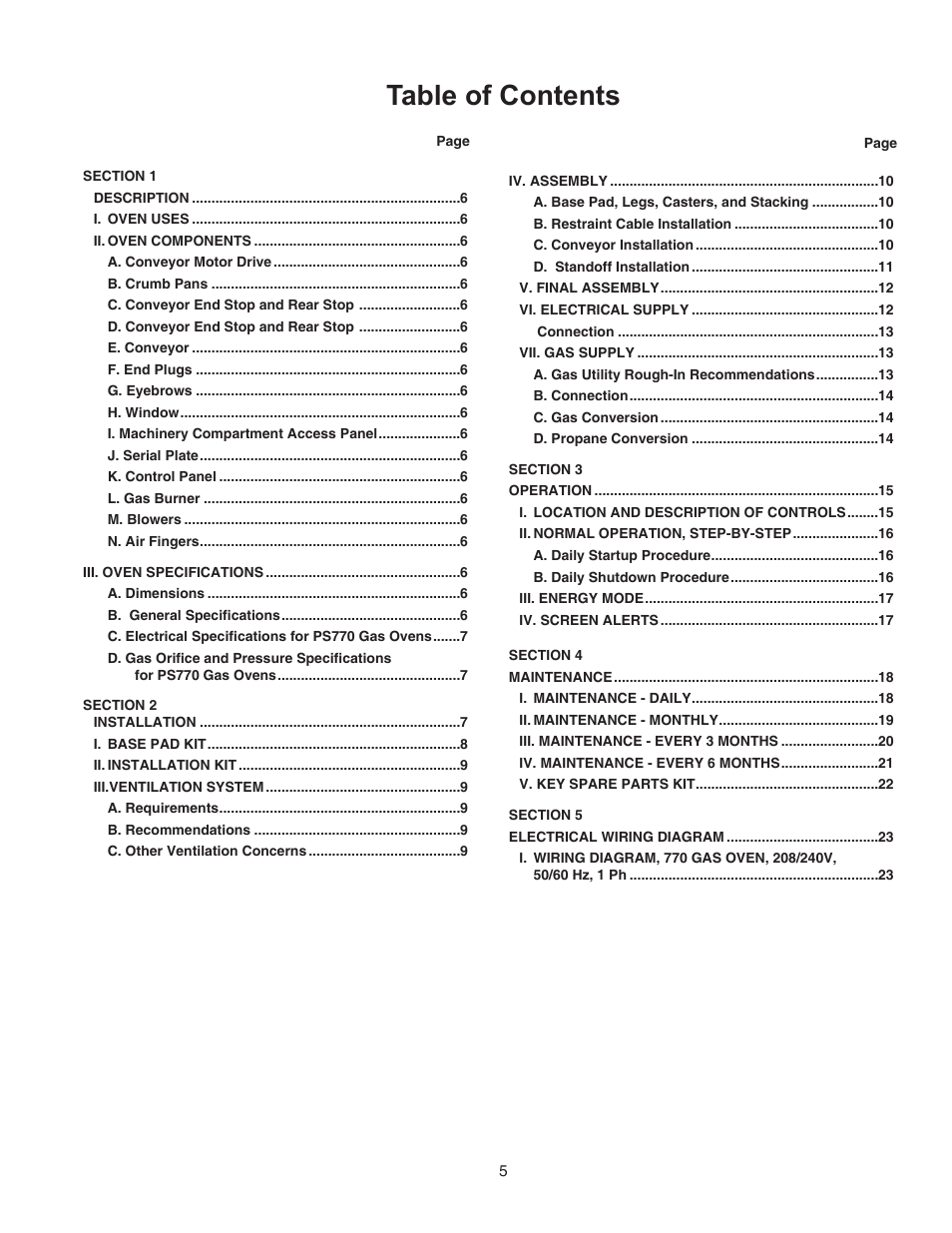 Middleby Cooking Systems Group Gas Oven PS770 User Manual | Page 5 / 24