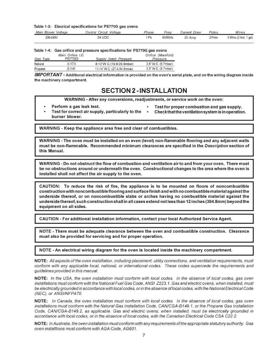 Middleby Cooking Systems Group Gas Oven PS770 User Manual | Page 7 / 24