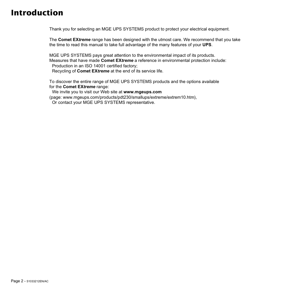 Introduction | MGE UPS Systems 12 kVA User Manual | Page 2 / 32