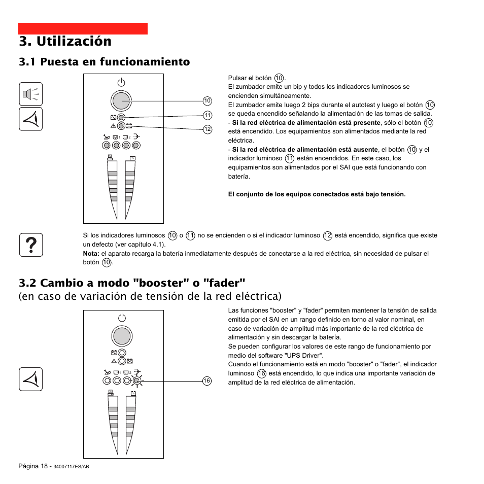 Utilización, 1 puesta en funcionamiento | MGE UPS Systems 800 Rack User Manual | Page 147 / 196