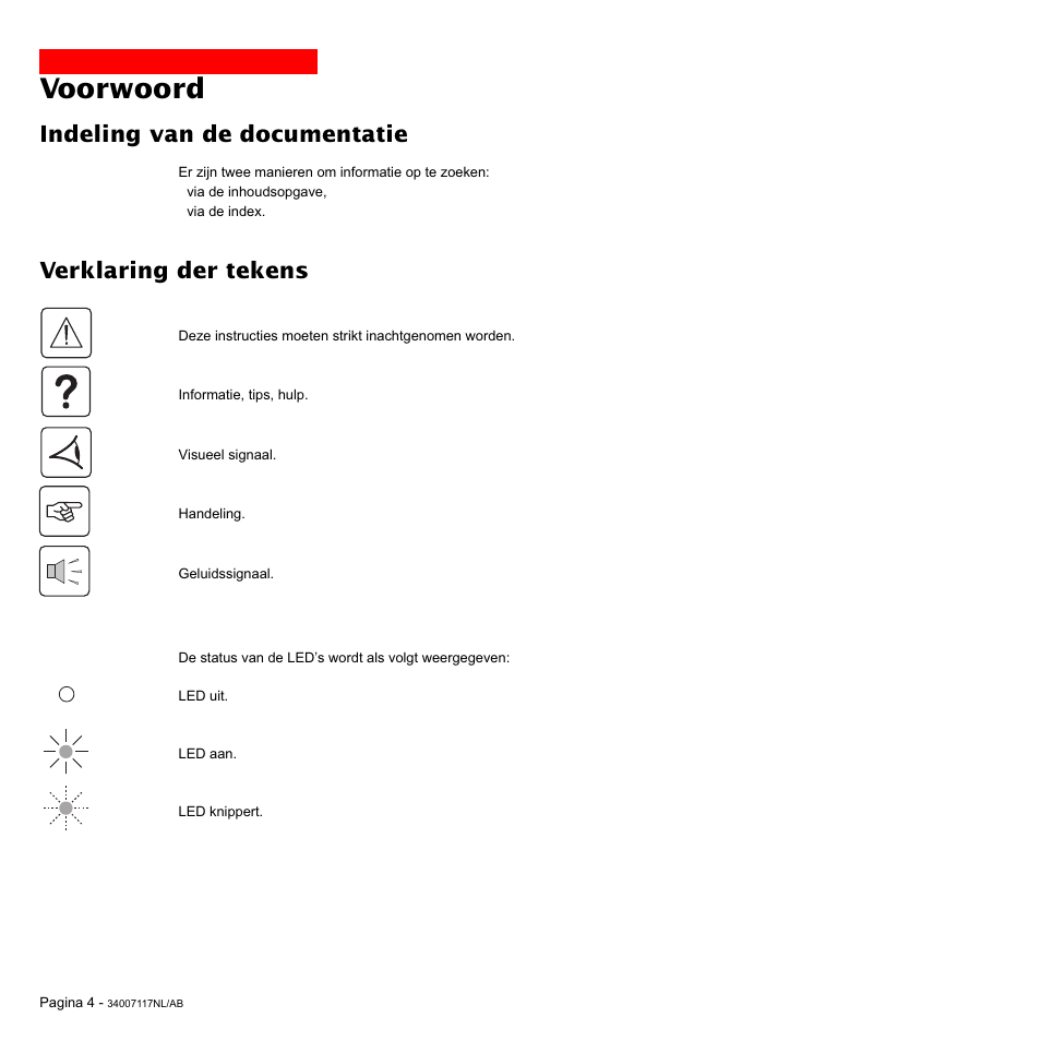 Voorwoord, Indeling van de documentatie, Verklaring der tekens | MGE UPS Systems 800 Rack User Manual | Page 165 / 196