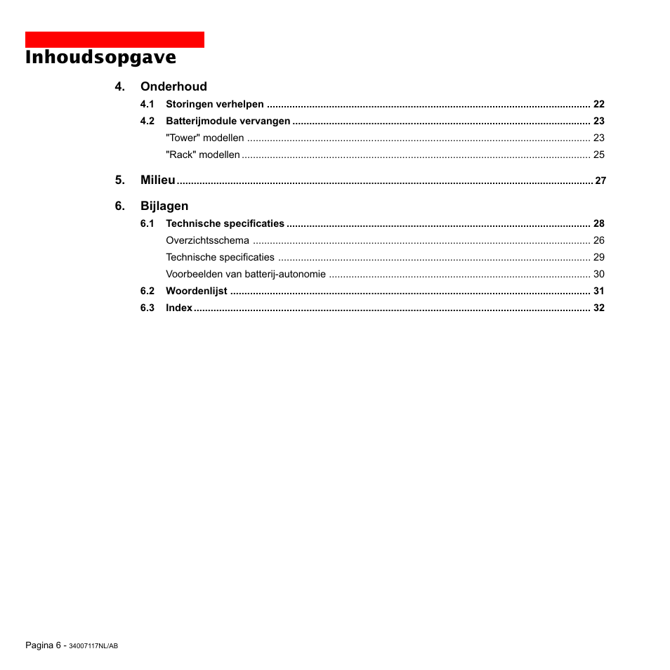 Inhoudsopgave | MGE UPS Systems 800 Rack User Manual | Page 167 / 196