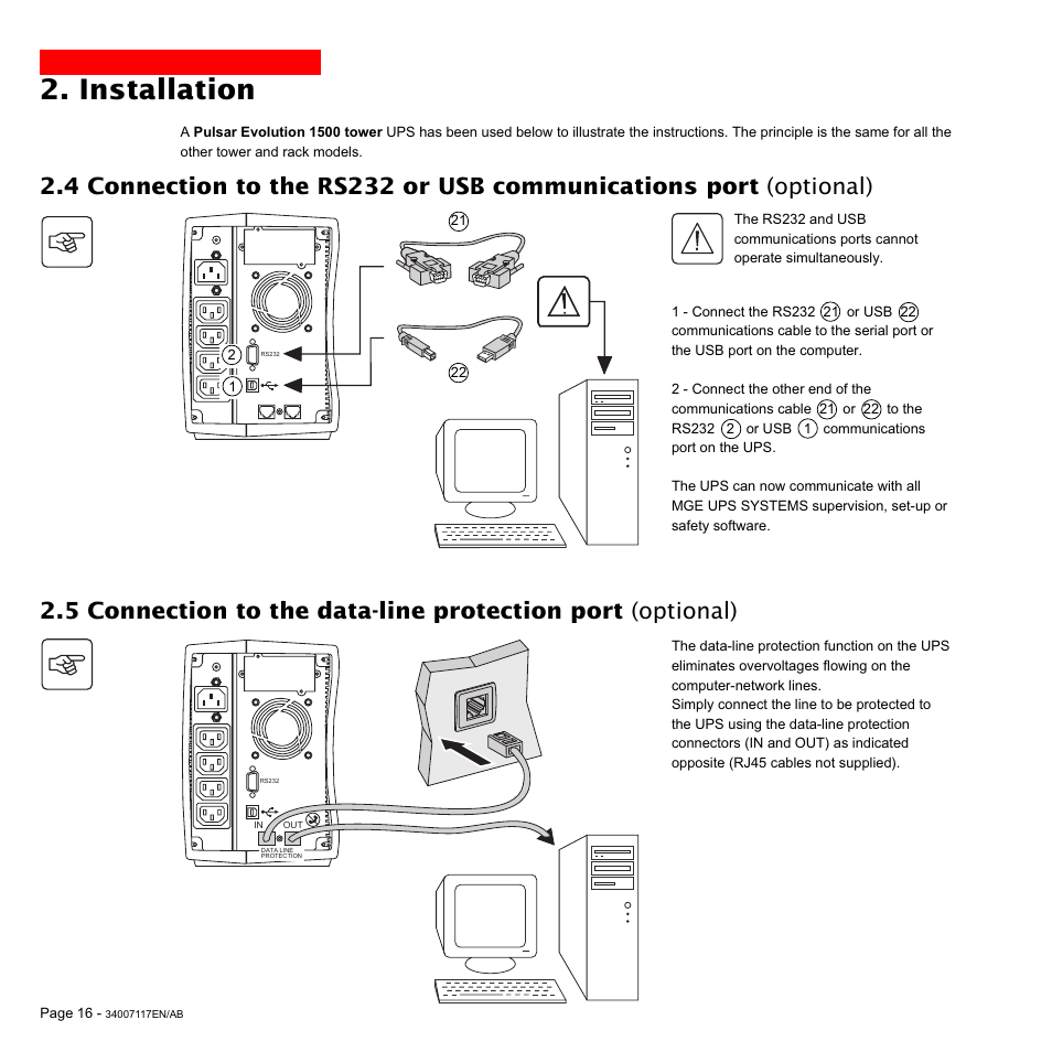 Installation | MGE UPS Systems 800 Rack User Manual | Page 17 / 196