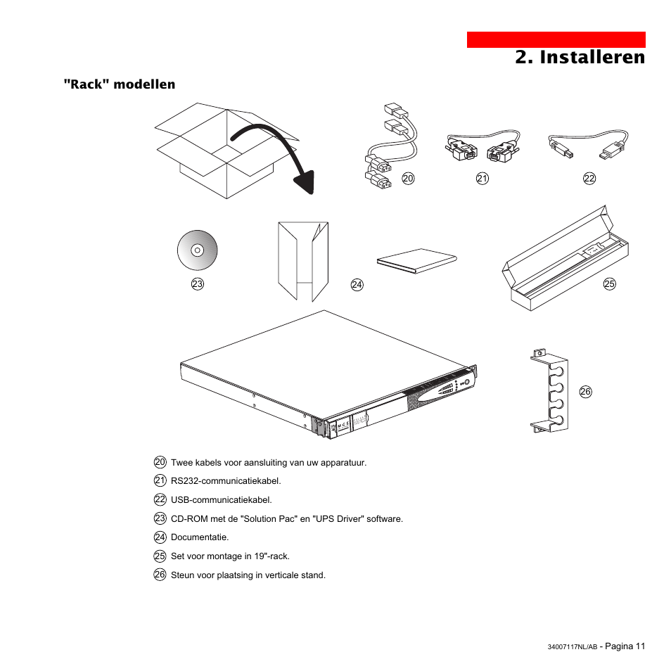 Installeren, Rack" modellen | MGE UPS Systems 800 Rack User Manual | Page 172 / 196