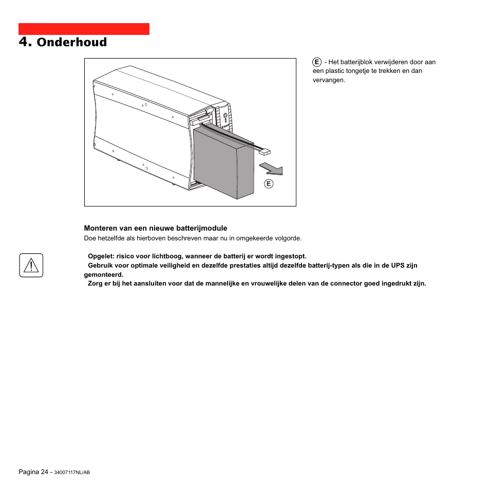 Onderhoud | MGE UPS Systems 800 Rack User Manual | Page 185 / 196