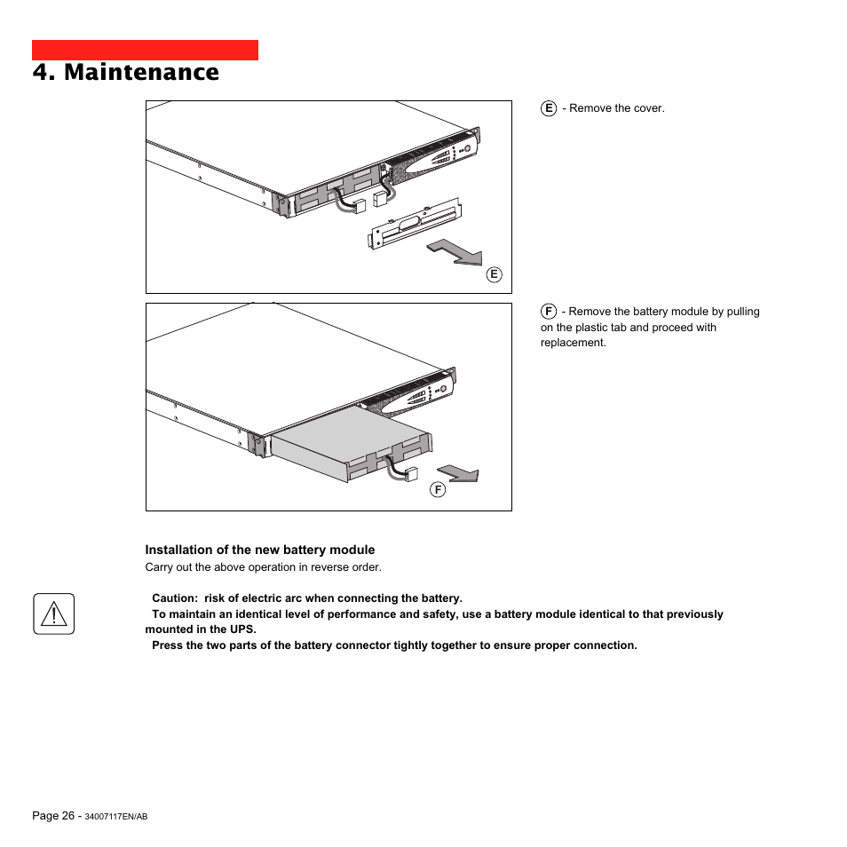 Maintenance | MGE UPS Systems 800 Rack User Manual | Page 27 / 196