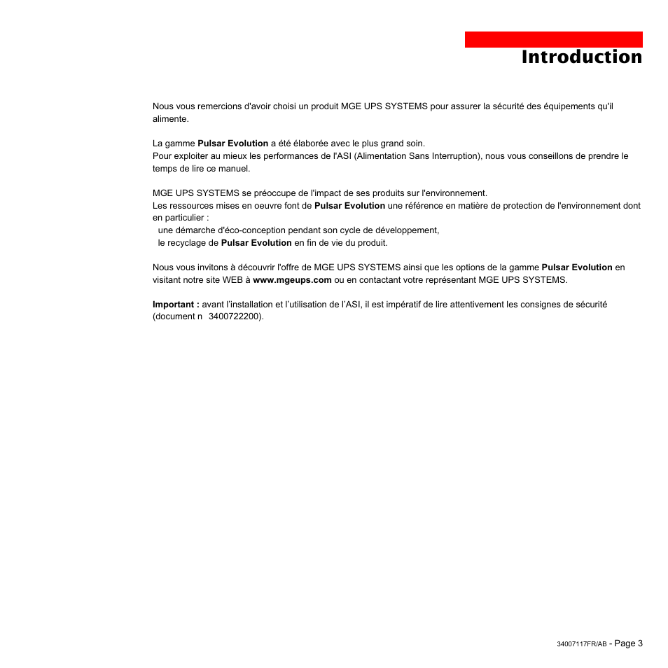Introduction | MGE UPS Systems 800 Rack User Manual | Page 36 / 196