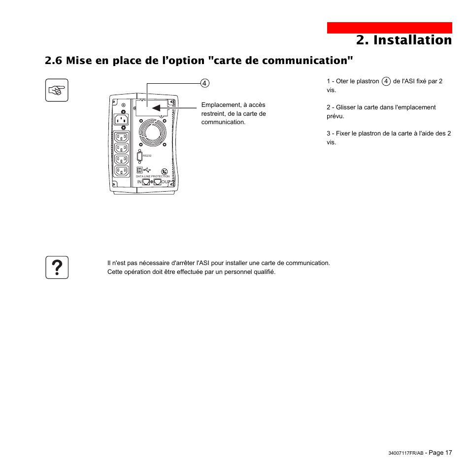 Installation | MGE UPS Systems 800 Rack User Manual | Page 50 / 196