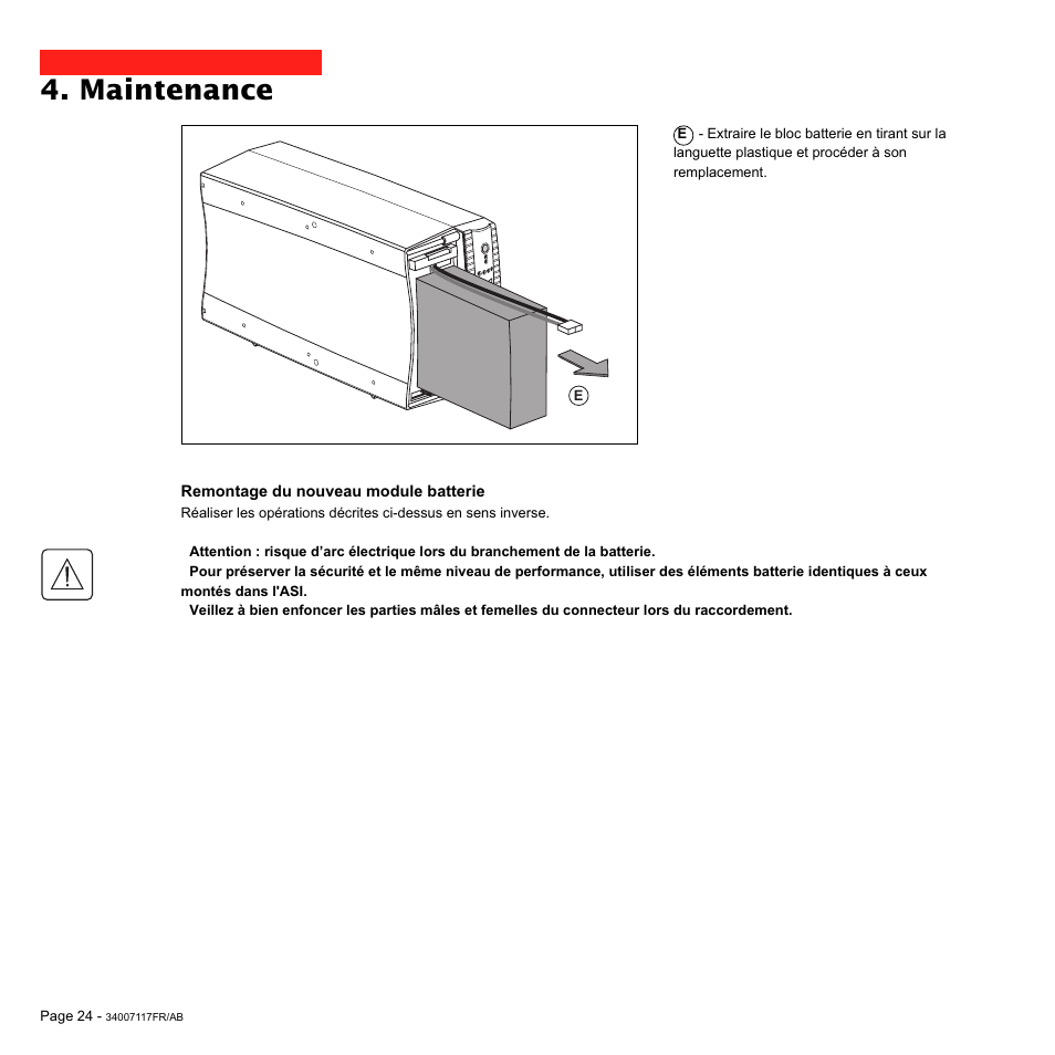 Maintenance | MGE UPS Systems 800 Rack User Manual | Page 57 / 196